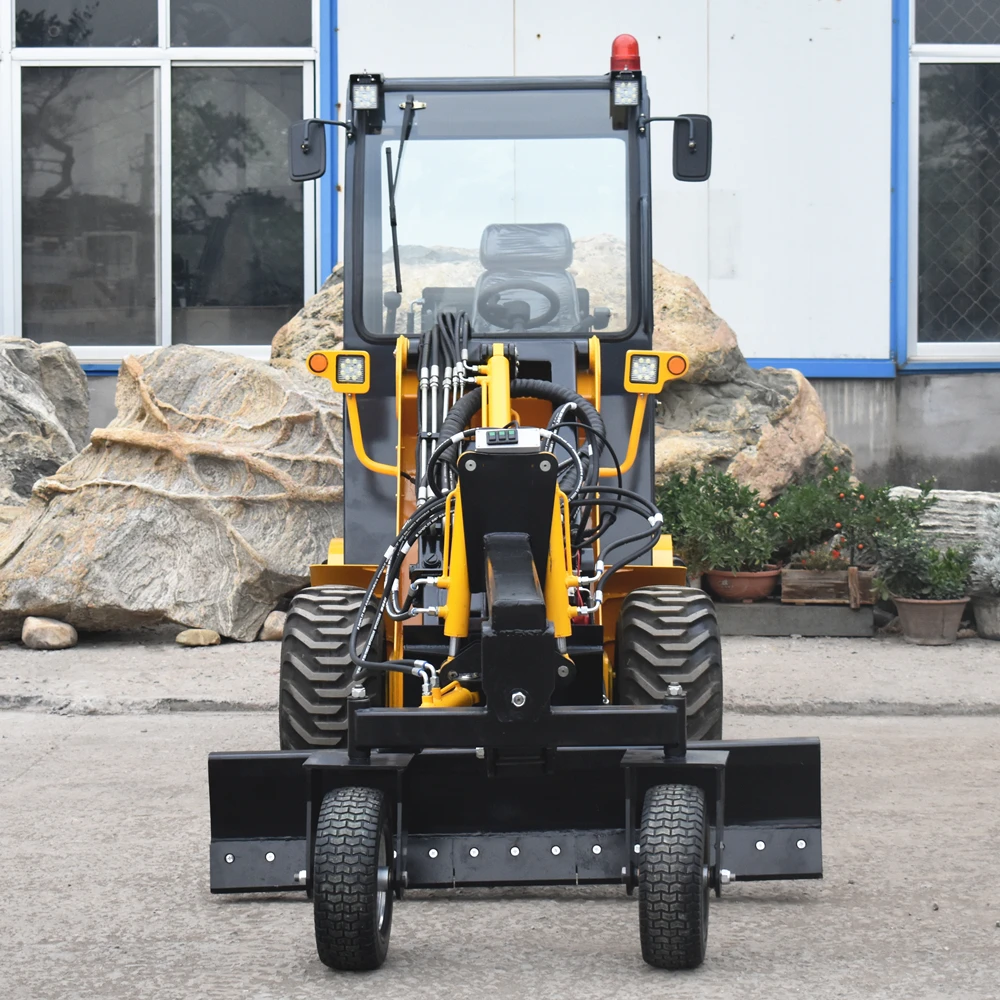 mini construction equipment zl10 wheel loader with skid steer grader blade  attachments