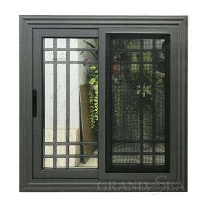 Modern grill design aluminum profile glass sliding windows with mosquito net