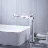 Modern Item White And Chrome Brass Body Tall Bathroom Basin Sink Faucet Water Taps
