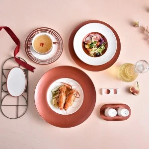 modern luxury horeca wedding catering tableware restaurant plates buffet banquet hotel ceramic bone china plates sets dinnerware