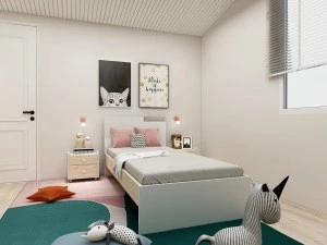 Modern Safe Light Green and White Wooden Bed for Kids