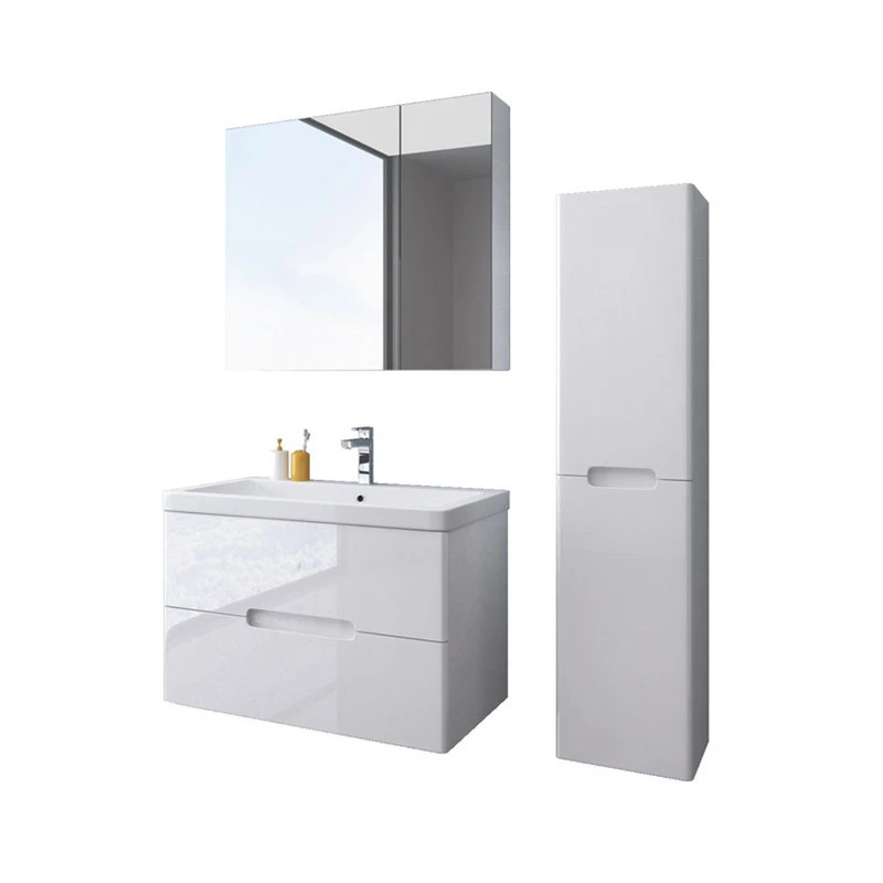 Modern Wall Mounted Bathroom Cabinet Set PVC Bathroom Vanity with Mirror