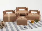 Muffin cake box White brown Cardboard box handle Wedding Party Dessert cake food Paper Packaging Box Festival
