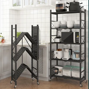 Multi Layer Metal Store Home Steel Storage Folding Shelf Kitchen Rack
