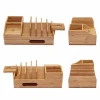 Multi use docking station wooden bamboo desk organizer for charging