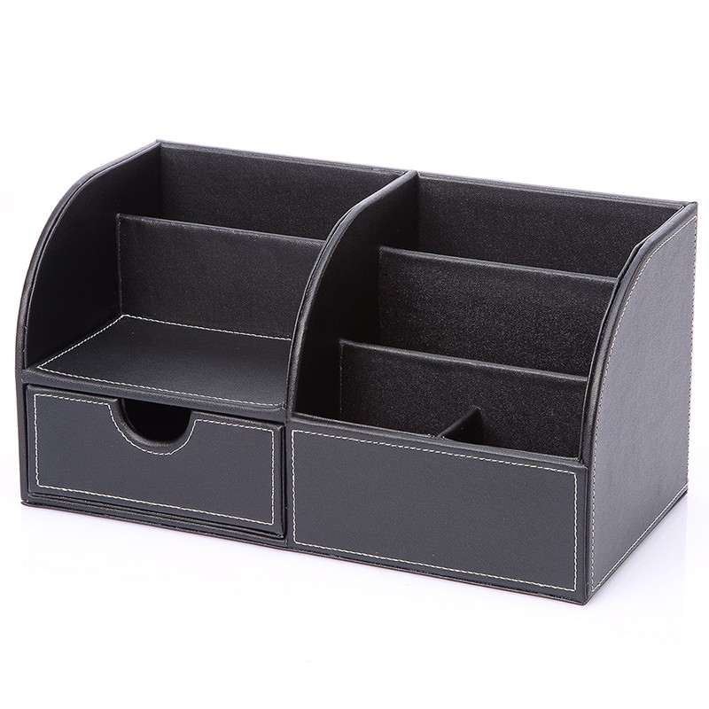 Multifunctional Pen Container PU Leather Desk Organizer