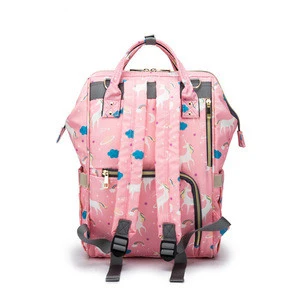 Multipurpose Pink Cute Unicorn Large Capacity Packaging Mommy Diaper Bag Baby Travelling Bag