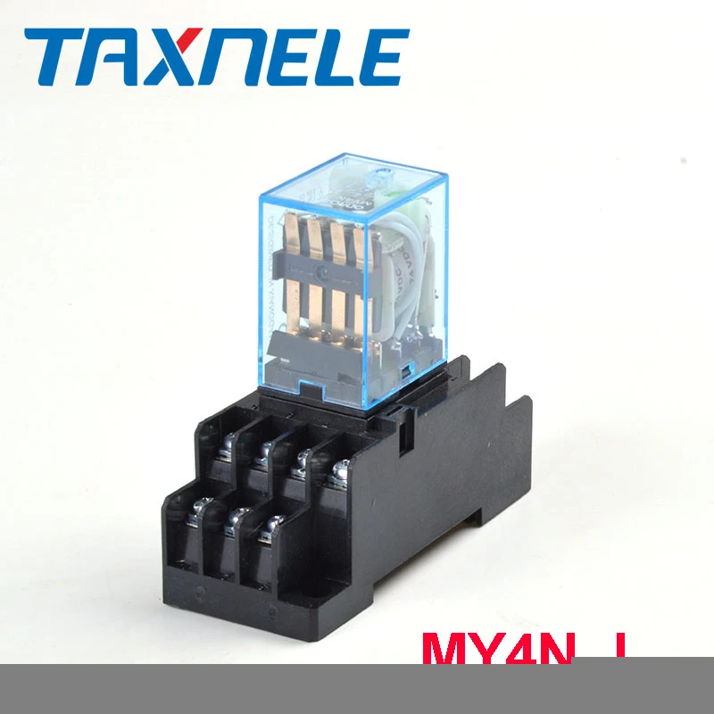 MY4N MY4NJ DC12V AC12V DC24V AC24V Coil 4NO 4NC Relay DIN Rail 14 Pin with Base Mini Relay Switch Micro Electromagnetic Relay