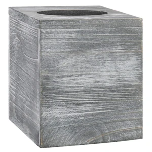 MyGift Vintage Rustic style Square organizer Gray solid wood tissue paper box
