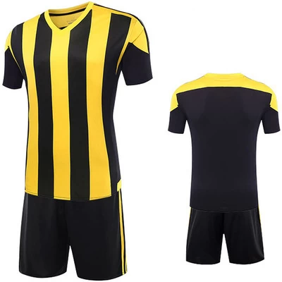 Mysweeby 2021 new sales football kit summer male football uniform striped design mens soccer uniforms