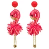 New arrivals hot sale glass acrylic seed beads flamingo earrings animal jewelry