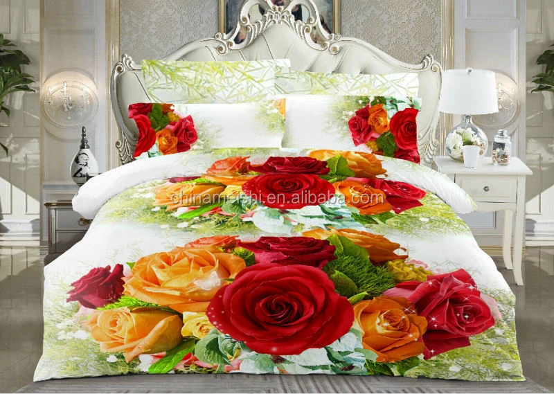 New design 3D Rose Luxury 4 pcs king bedding sets duvets cover bed linens home textiles