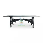 New designer rustic european style metal glass Top bronx Cast Iron Dining Table Vintage Industrial Retro Dining Room Furniture