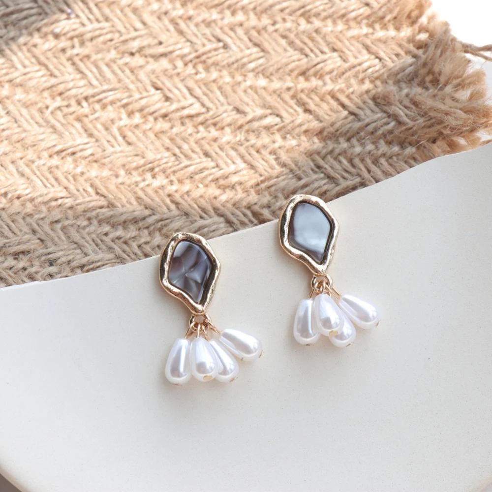 New Fashion Sweet Geometric Imitation Pearl Acrylic Drop Earrings For Women Jewelry Accessories