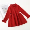 new girls skirt wooden ear children dress baby skirt half-high collar long-sleeved sweater skirt