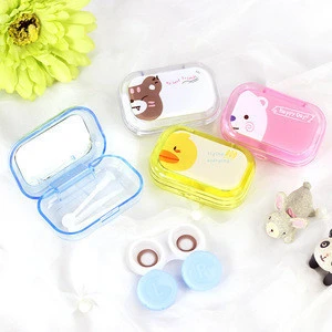 New Product Portable Solid Color Plastic Eyewear Tool Contact Lens Case With Mirror