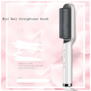 New Products Fast Electric Hair Brush Hair Straightener LCD Display Care Mini Hair Straightener brush