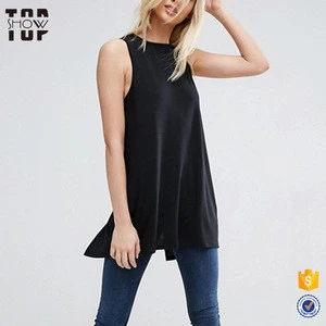 New products wholesale longline t shirt women black fashion long tail t shirt