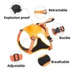 No-Pull Dog Harness with Built-in Retractable Leash Adjustable Pet Harness for Medium Dogs