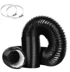 Non-Insulated Fire Flexible Air PVC Aluminum Ducting Duct Dryer Vent Hose Pipe for HVAC Ventilation with 2 Stainless Steel Clamp