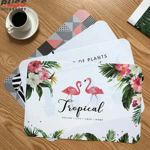 O-136 Tropical Tableware Placemat Pad 45*30cm Heat Insulation Non Slip Placemats Flamingo Printing Dining Table Mat