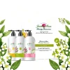 odm private label pure organic jasmine rose flower whitening smooth moist shampoo and conditioner body wash set