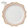 Ohere pink porcelain dinner set decal tableware irregular  charger plate golden rim dishes&plates  kitchen accessories utensils