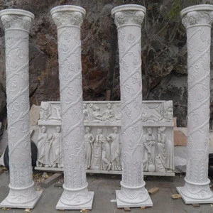 Outdoor decoration white marble column White stone Roman Pillar