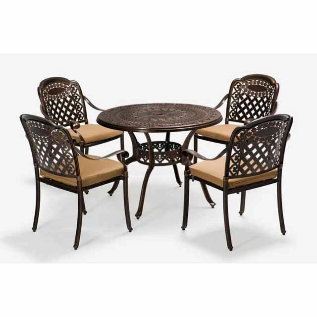 outdoor furniture cast aluminum round desk with chairs