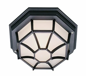 Outdoor LED flush mount Ceiling Light Fixture, Black w/Frosted Glass, 650 Lumens, ETL listed