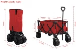 Patio Watcher Folding Wagon Cart Heavy Duty Collapsible Utility Wagon All Terrain Outdoor Patio Garden Beach Wagon Cart