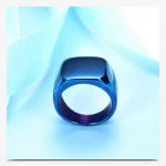 Personalized Engraving Custom Logo Stainless Steel Glossy blue titanium saudi gold jewelry ring mens gold finger rings