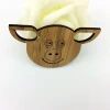 Pig head eco friendly natural bamboo coaster crafts