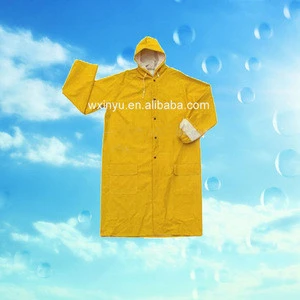 PL03 Outdoor yellow waterproof pvc/polyester/pvc long raincoat