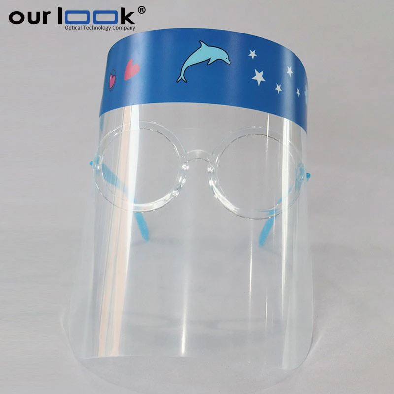 plastic cartoon reusable full face cover protection anti fog face shield transparent kids safety face shield glass frames visor