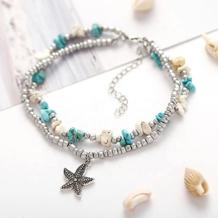 Popular Europea And America Starfish Pendant Beach Anklet For Women Jewelry