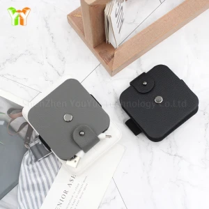 Portable PU Leather Cord Organizer charging cable Storage USB Cable
