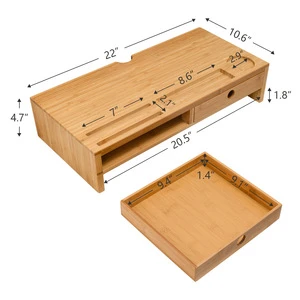 Portable top sale storage holders wooden office computer desk stand riser