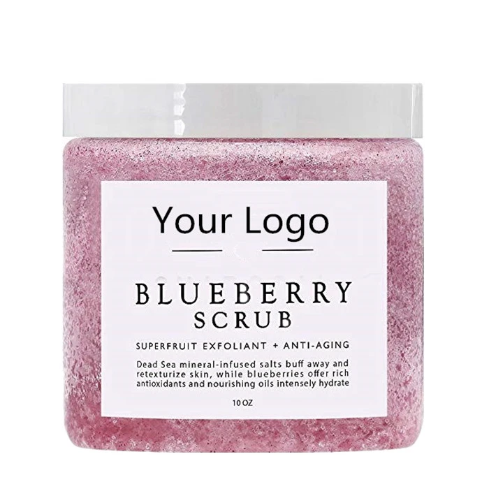 Private Label Organic Anti-Aging Dead Sea Salt Blueberry Scrubs for Face Body