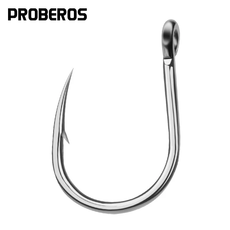 PROBEROS Saltwater Fishing Hooks 20pcs Jigging Hooks 1/0#-13/0# Stainless Steel Fishhooks Single Jig Hooks Pesca Tackle