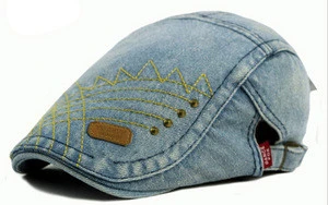 Promotional custom denim fabric Ivy cap/gatsby cap/beret hat