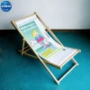 Promotional custom folding beach fishing wooden deck chair with LOGO
