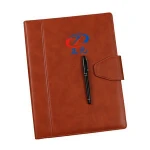 Pu leather folder calculator portfolio 4 hole ring binder with card slots,pen loops and magnet flap close