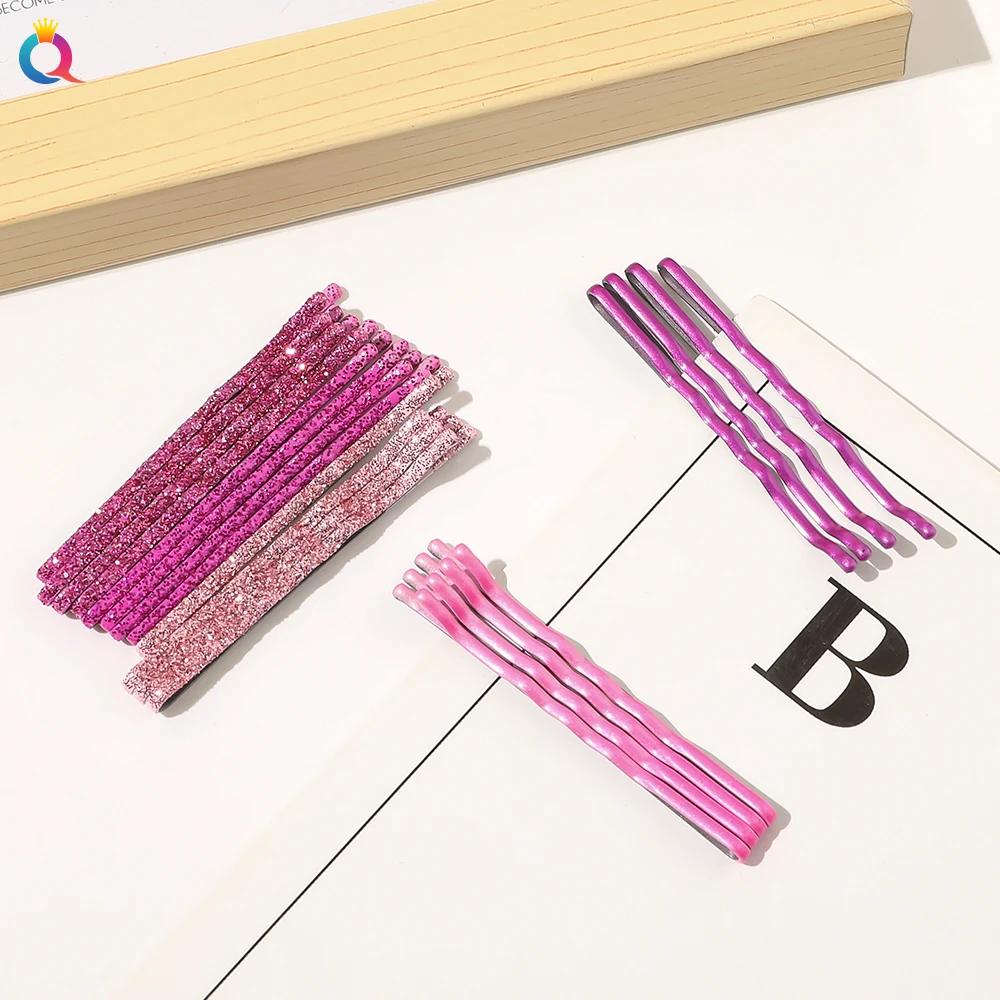Qiyue Hair Pins Accessories Set Girls Glitter Bobby Pins Women Candy Color Metal Hairpins