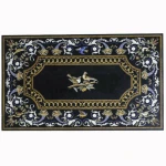 Rectangular Marble Stone Inlaid Pietra Dura Coffee Table Top Premium Semi Precious Stone Inlaid Antique Style Art Work