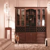 Red teak aluminum alloy wall cabinet for living room classic wood color antique wine cabinet