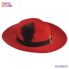 Red Top Cowboy Hat With Feather