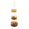 Renel 3 Layers Paper Rope Woven Round Kitchen Storage Hanging Baskets