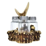 Resin antler triple S&P  holder, exquisite antler salt and pepper shaker,Salt Pepper Holder Decoration