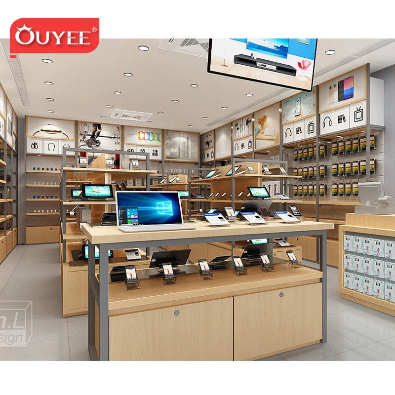Buy Retail Brand Electronic Accessories Store Wooden Wall Mounted 